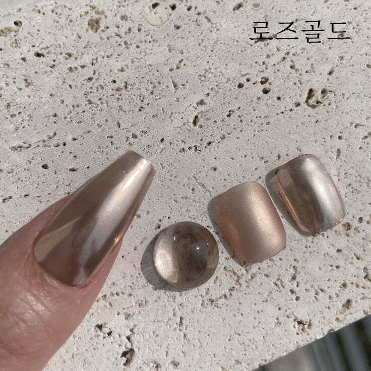 Clodi poudre rose gold chromé manucure nail art coréenne