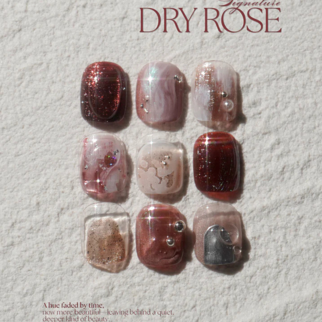 Cat eye dry rose gel polosh coréen nail art