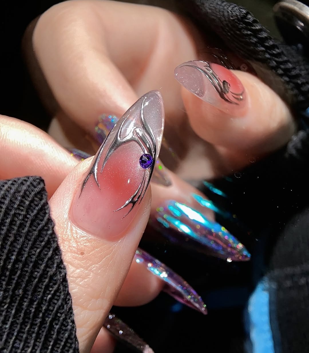 Vernis semi permanent transparent cat eye nail art coréen