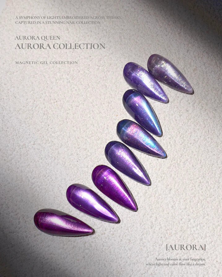 Aurora nails collection vernis et gels cat eye coréens
