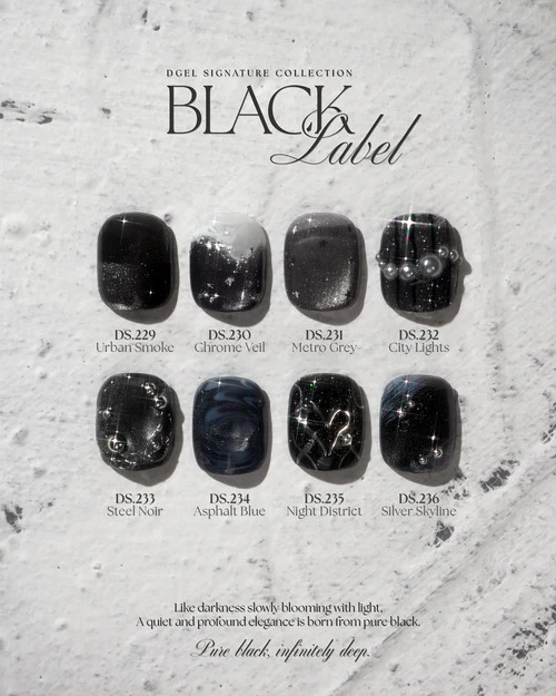 Black label collection declinaisons de noir vernis et gels coréens