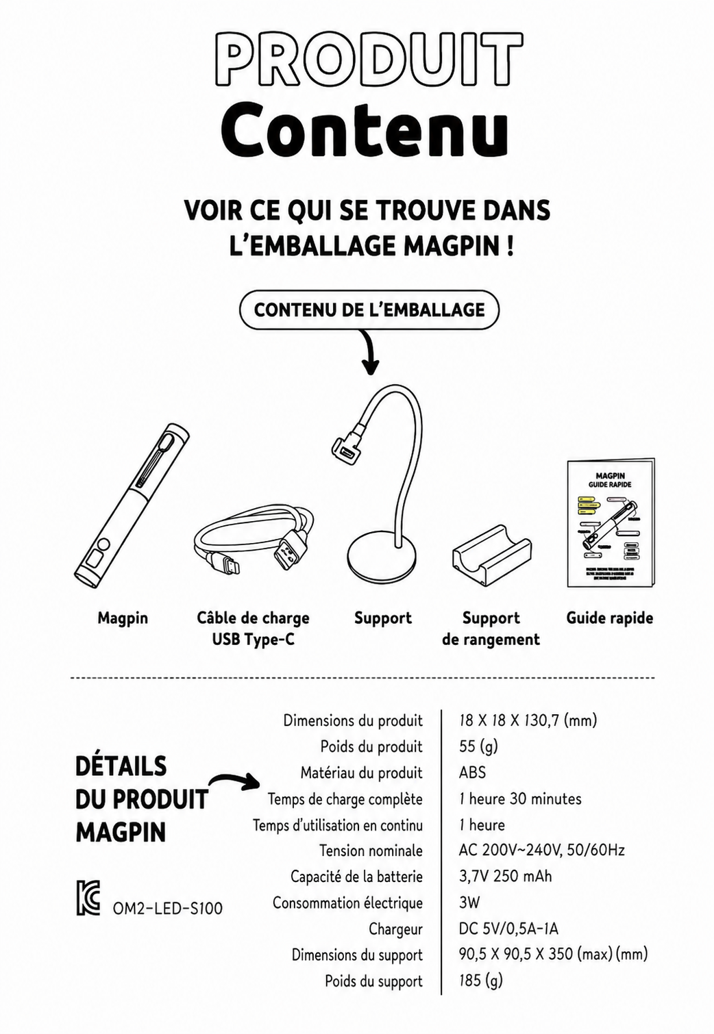 Produit contenu magpin lampe LED nail art