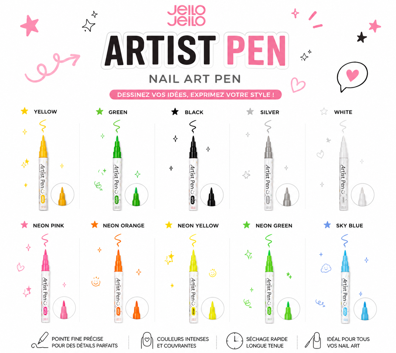 Feutres nail art artist Pen Jello Jello