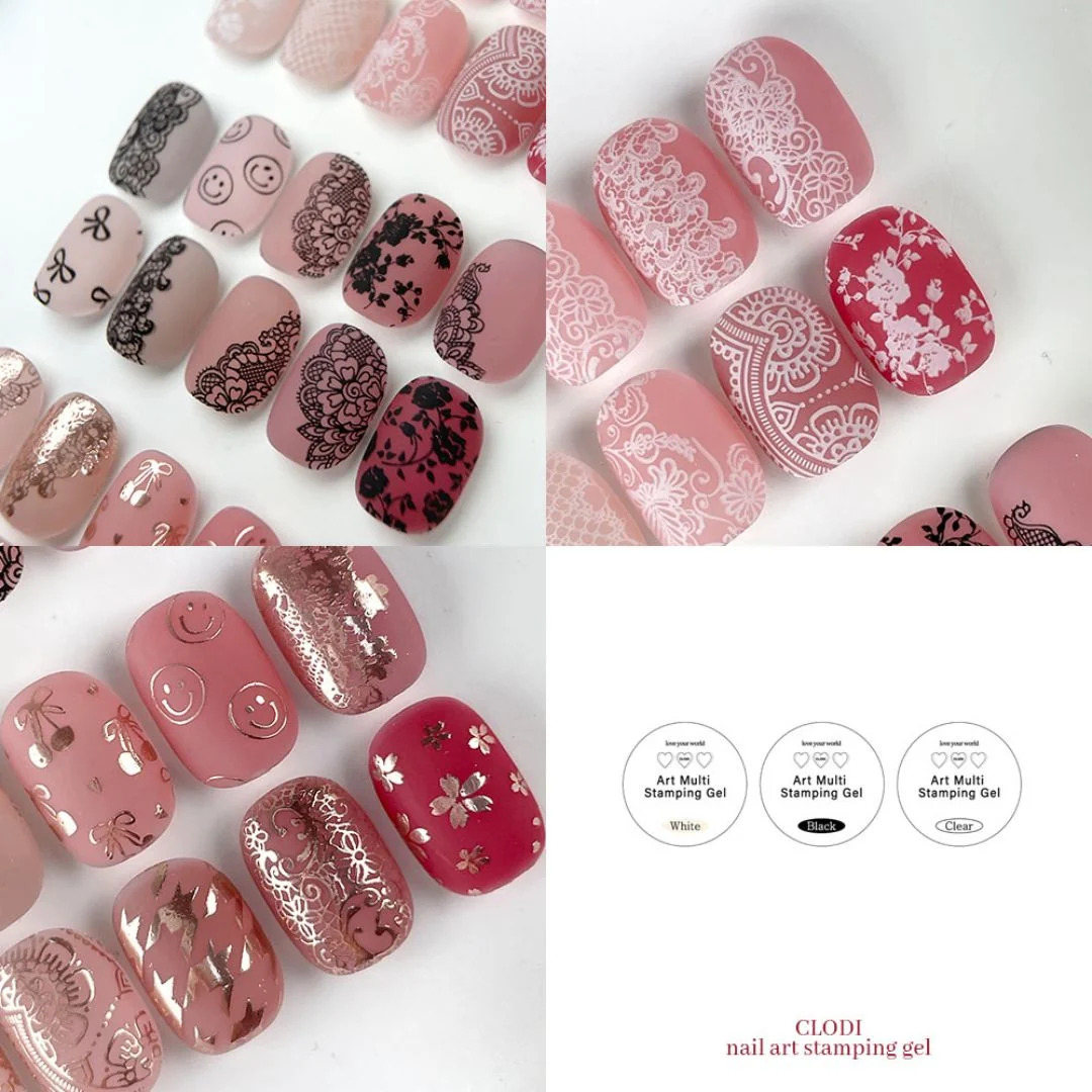 Clodi stamping black white clear gel 1