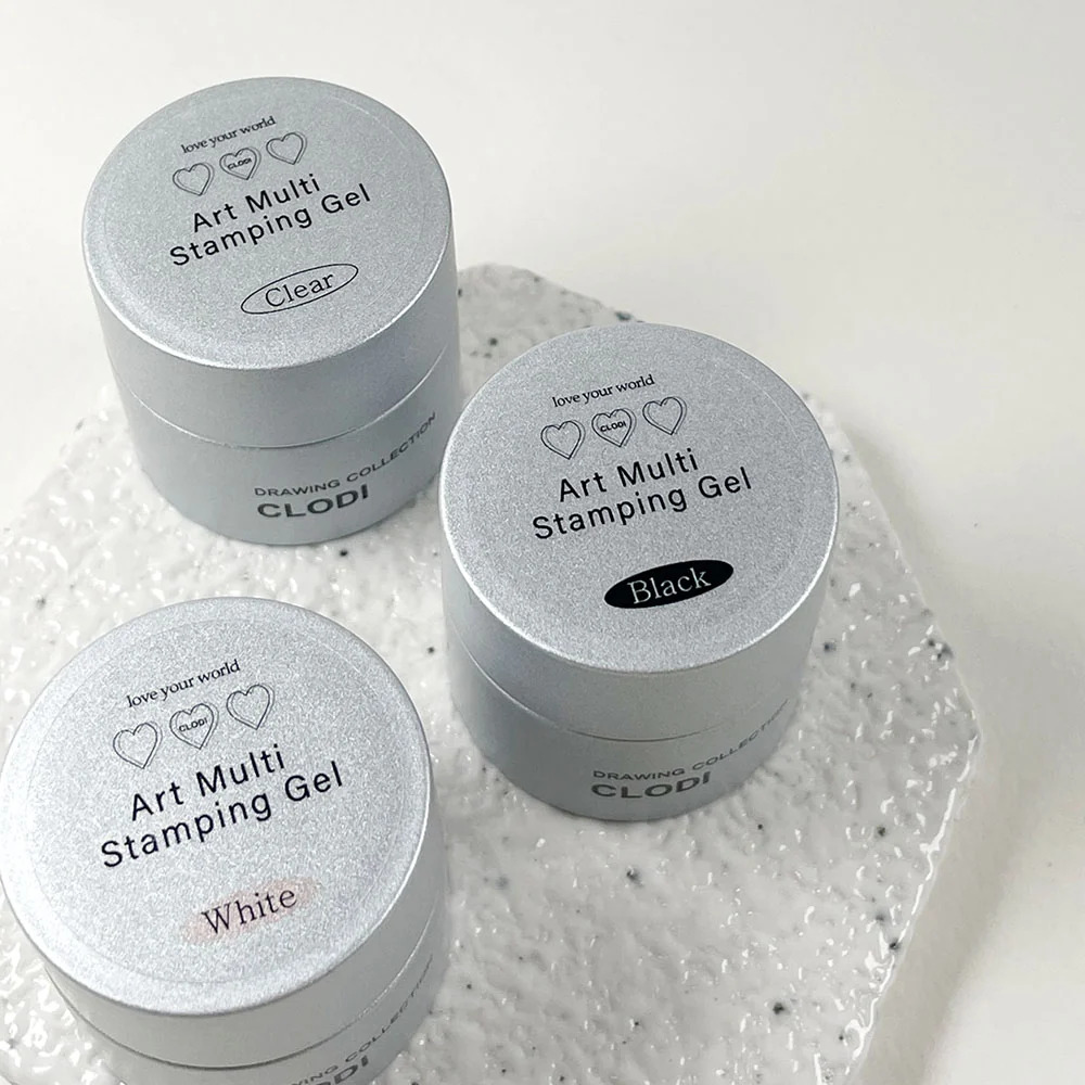 Clodi stamping black white clear gel 2
