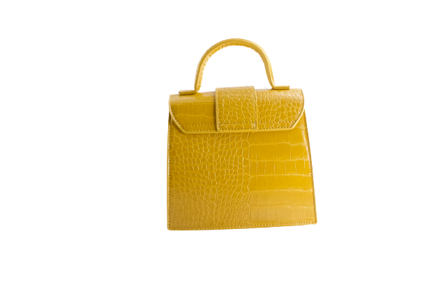 Mini sac à main à bandoulière effet croco jaune