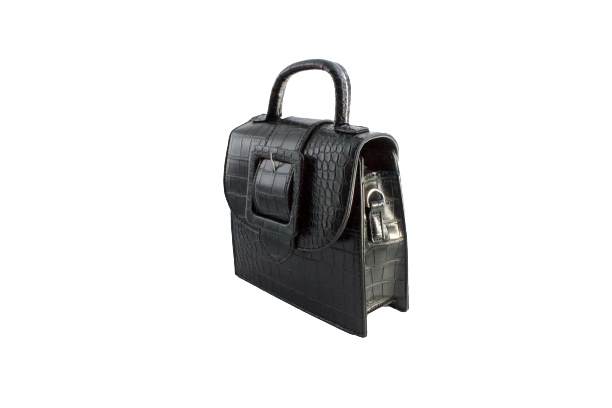 Mini sac à main à bandoulière effet croco noir