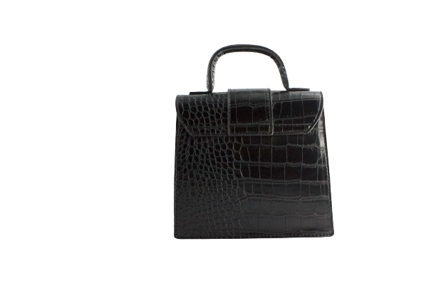 Mini sac à main à bandoulière effet croco noir