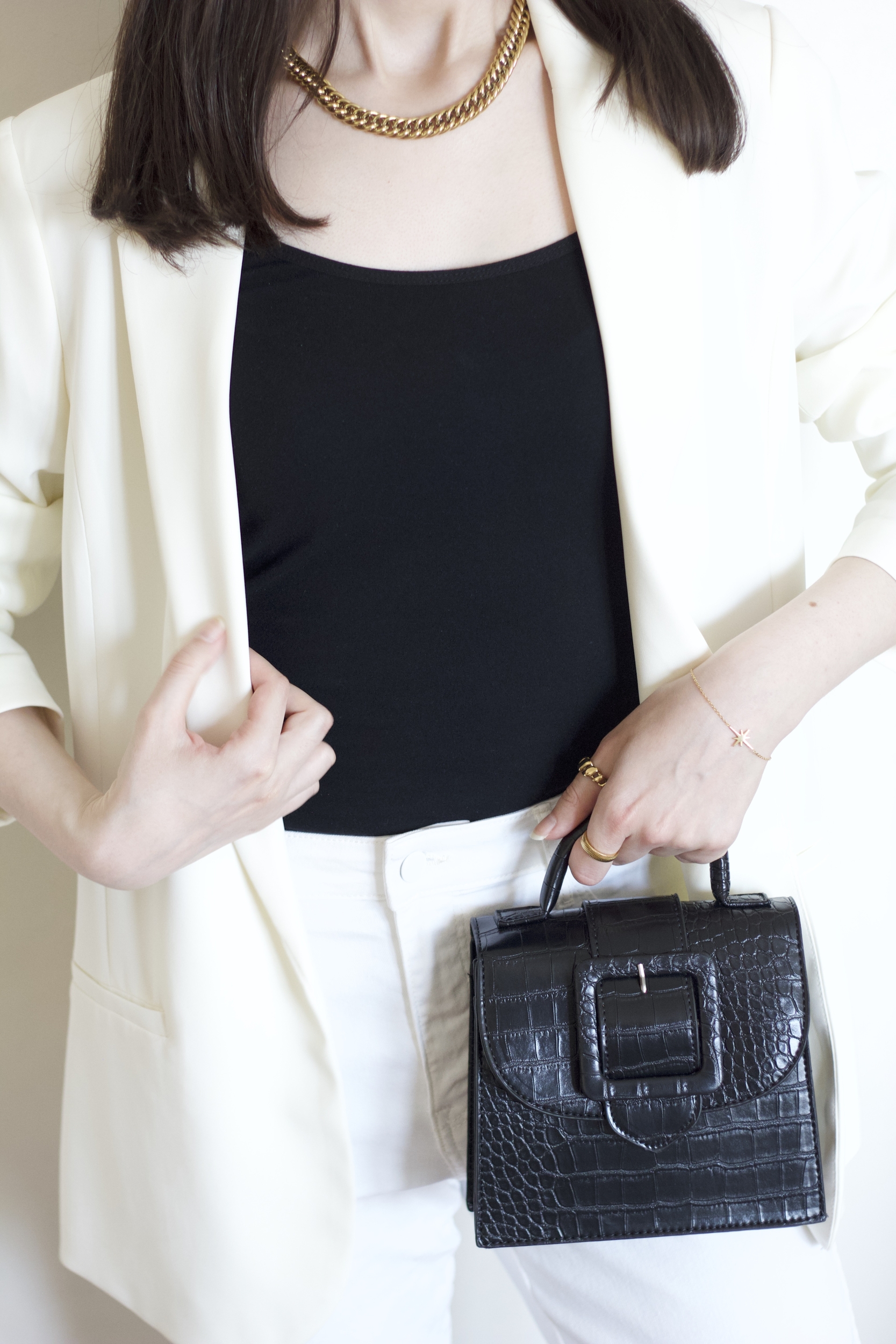 mini sac à bandoulière effet croco Mila noir
