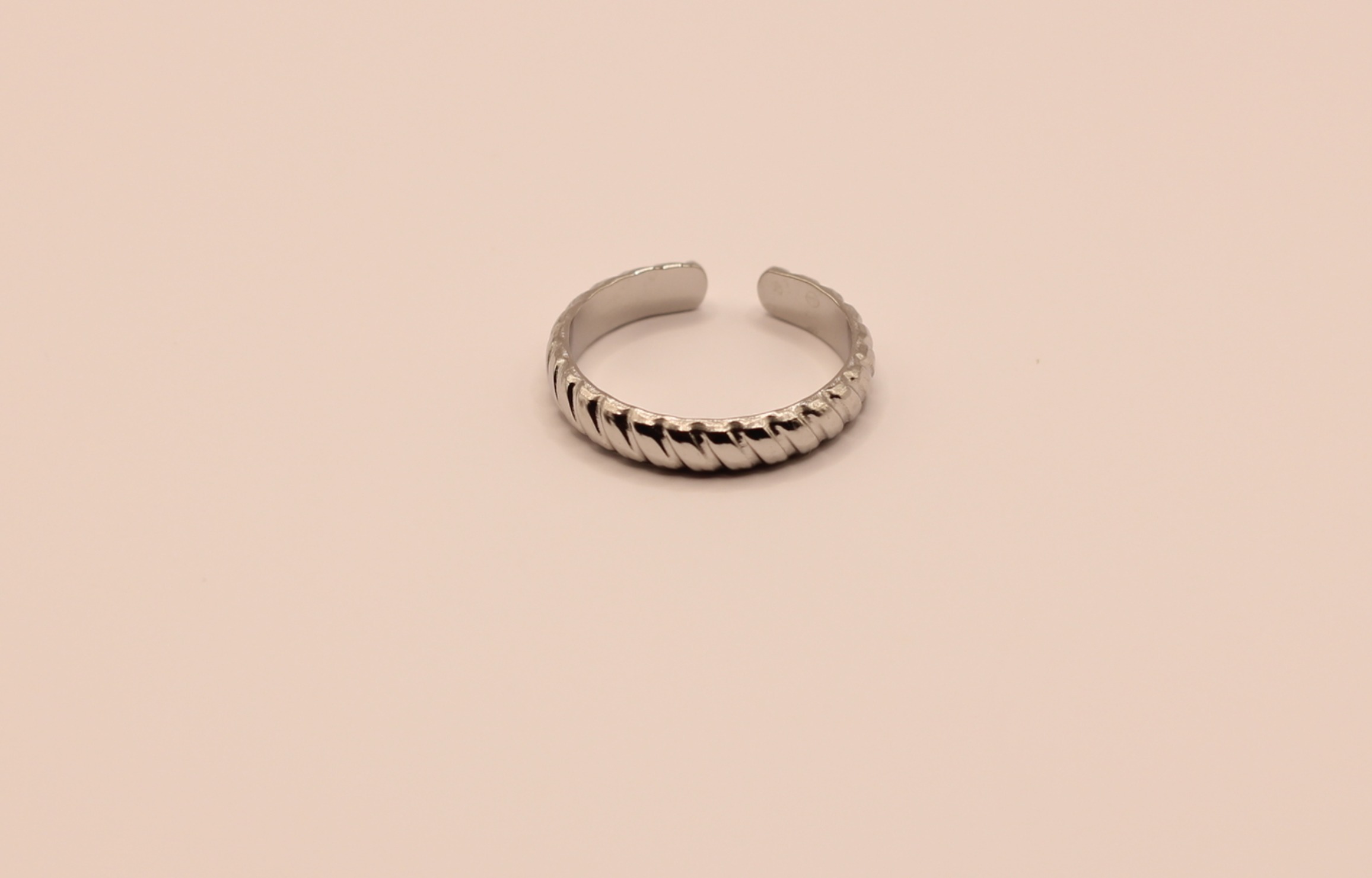 bague croissant en acier inoxydable argenté