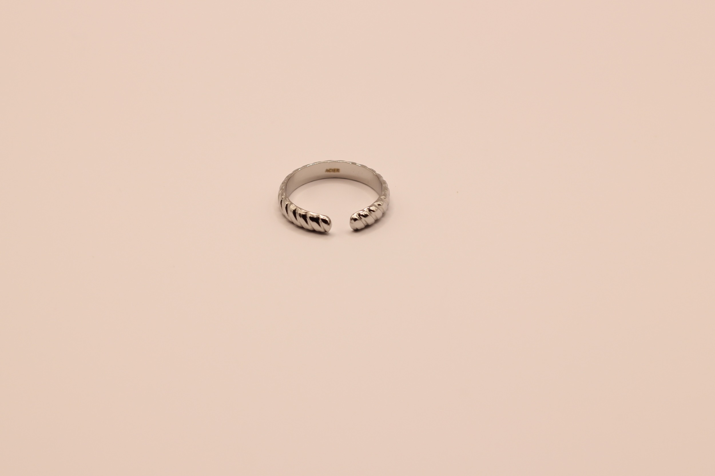 bague croissant en acier inoxydable argenté