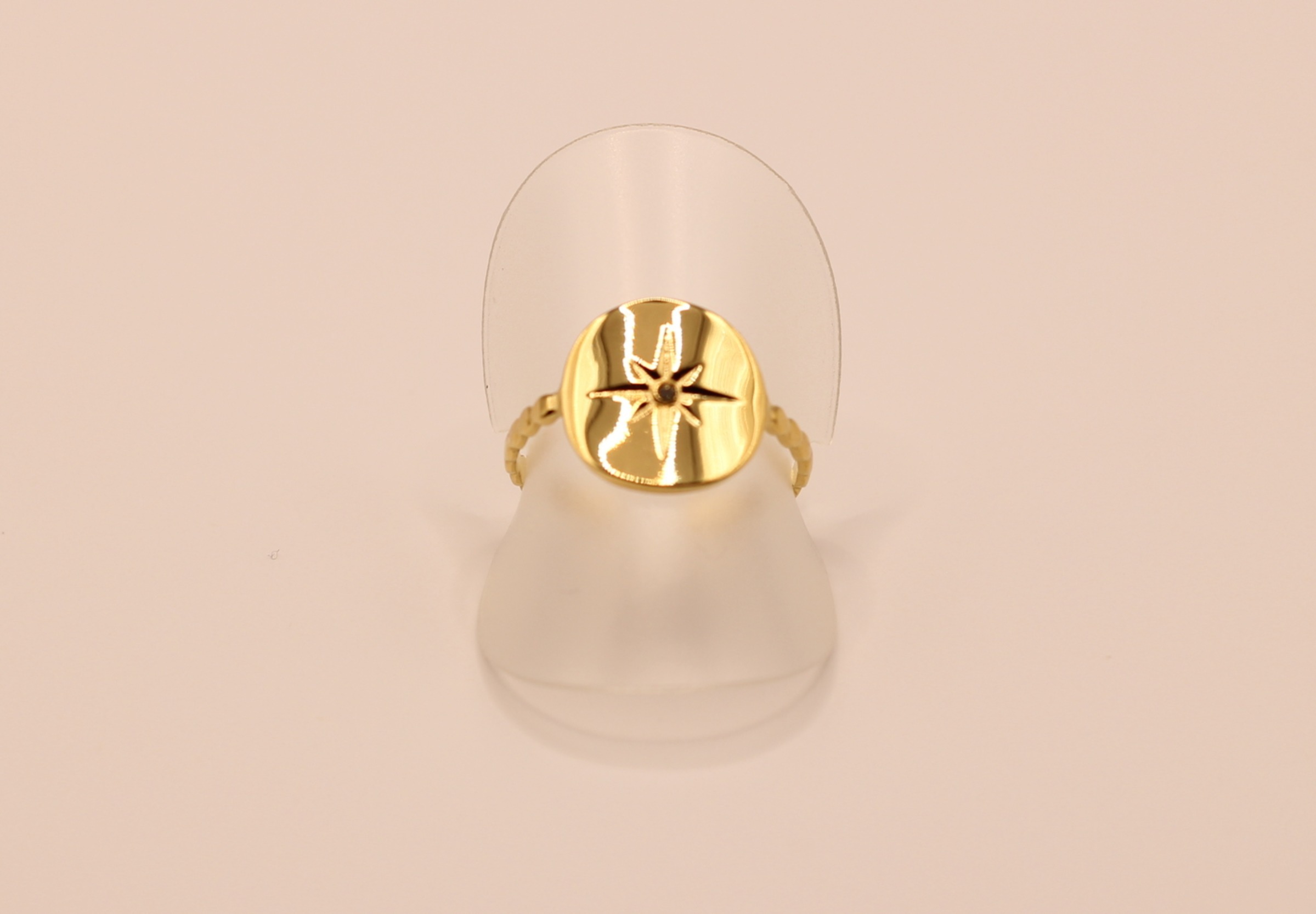 bague en acier inoxydable doré motif constellation
