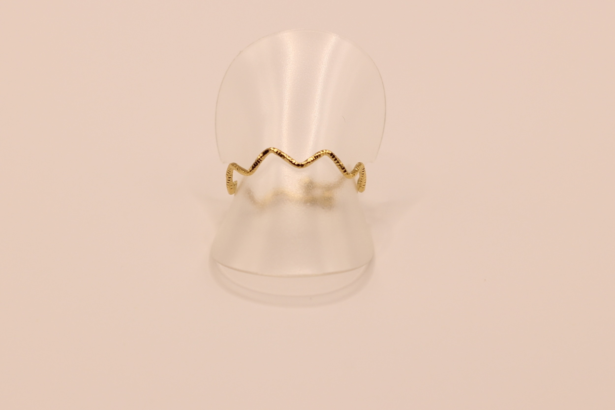Bague acier doré zigzag