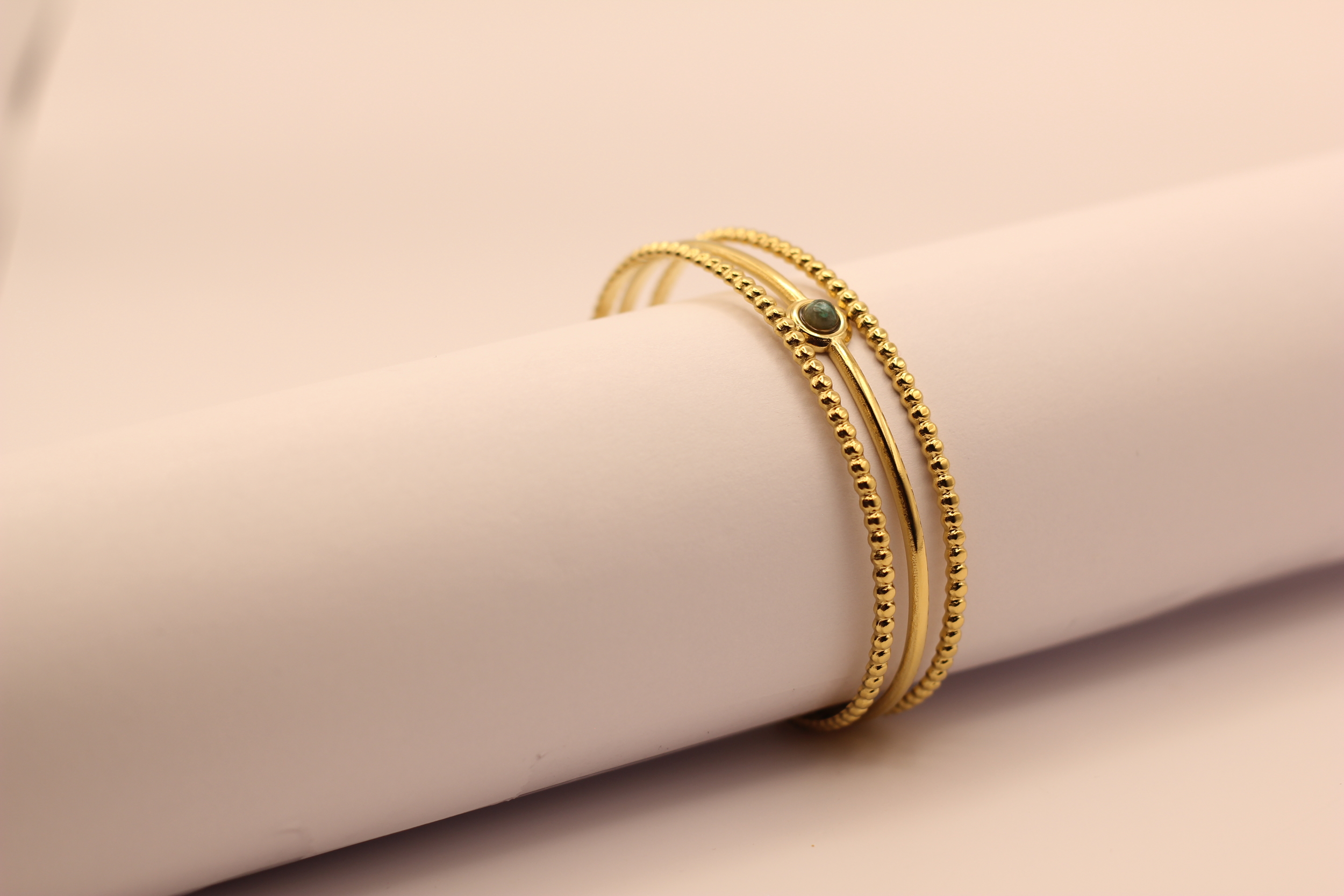 Bracelet jonc acier doré