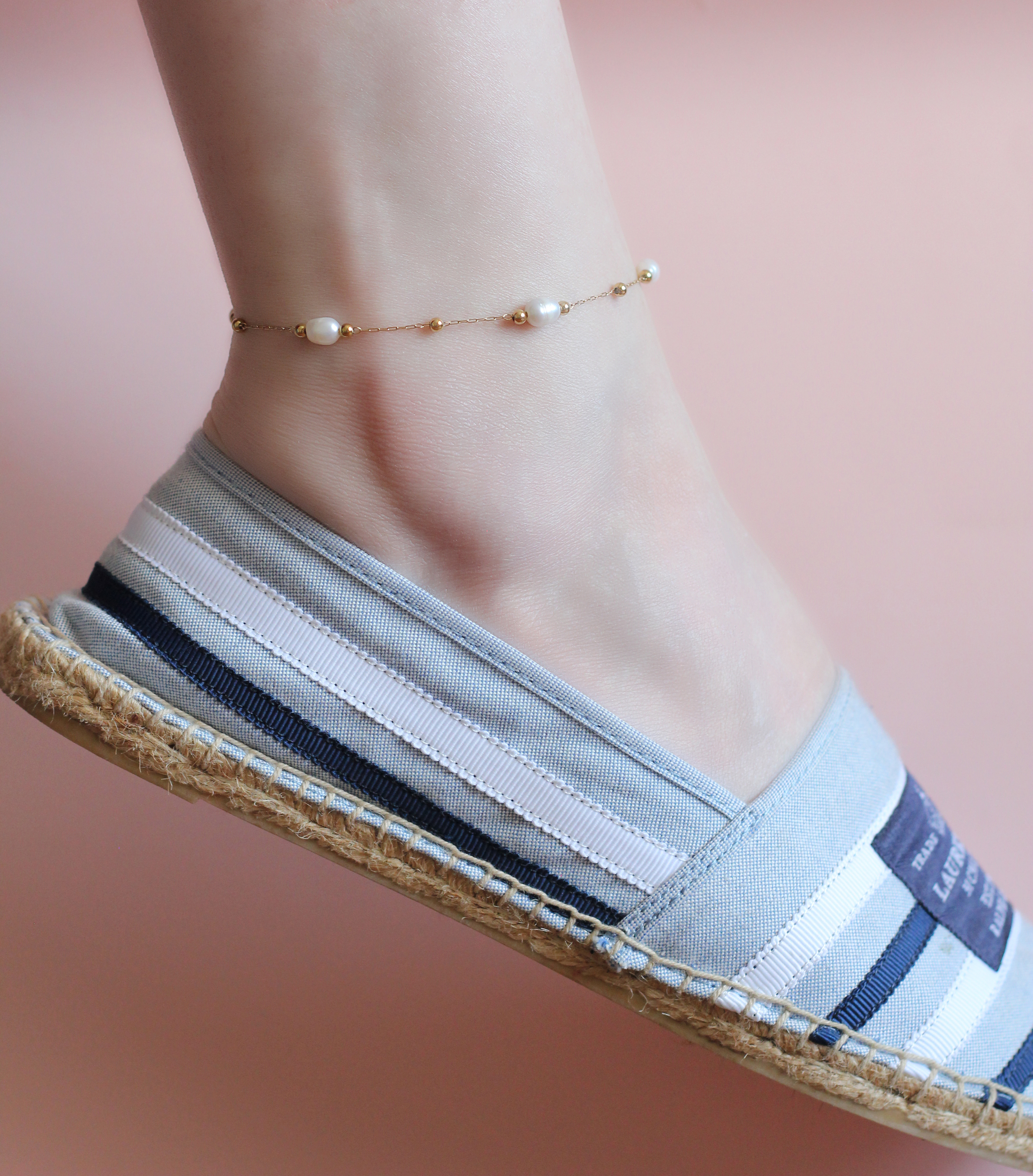 braceletchevilledoréperle