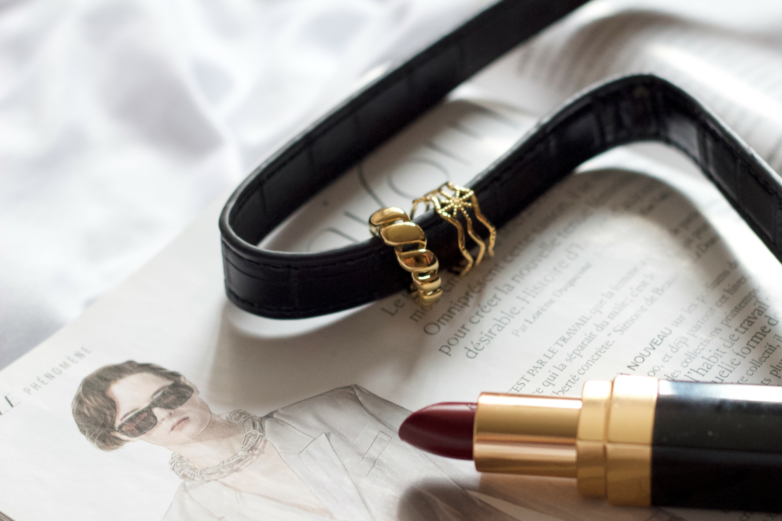 bague croissant acier doré