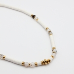 collier acier inoxydable doré Tessa blanc