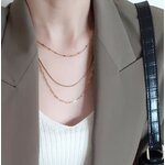 Collier triple rangs en acier doré
