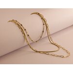 Collier en acier doré triple chaîne