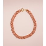 Collier chunky,en acier et chaîne à maillons en résine synthétique rose