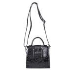 Mini sac à main à bandoulière effet croco noir