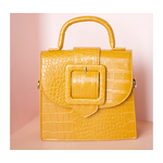 Mini sac à bandoulière effet croco jaune