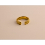 bague ajustable en acier doré strié