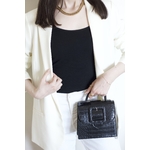 mini sac à bandoulière effet croco Mila noir