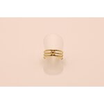 Bague acier multi rangs dorée