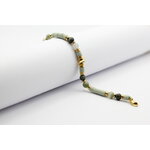 Bracelet en acier doré et jade vert