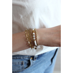 Bracelet en acier inoxydable doré et jade blanc