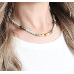 collier en acier doré et jade vert