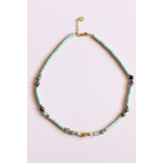 Collier en acier inoxydable et jade vert
