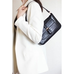 Sac à main noir Naé effet croco