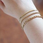 bracelet triple rangs acier inoxydable doré