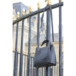 Sac à main à bandoulière effet croco noir
