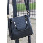 Sac à bandoulière effet croco noir
