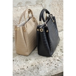 Sac bandoulière femme beige et noir