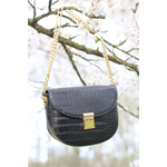 Sac à main noir bandoulière dorée Kiara