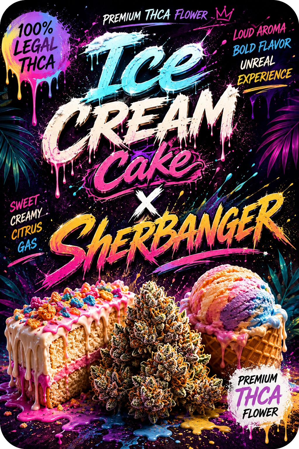 ICE CREAM CAKE X SHERBANGER FLEURS  THCA – PREMIUM AAAA+