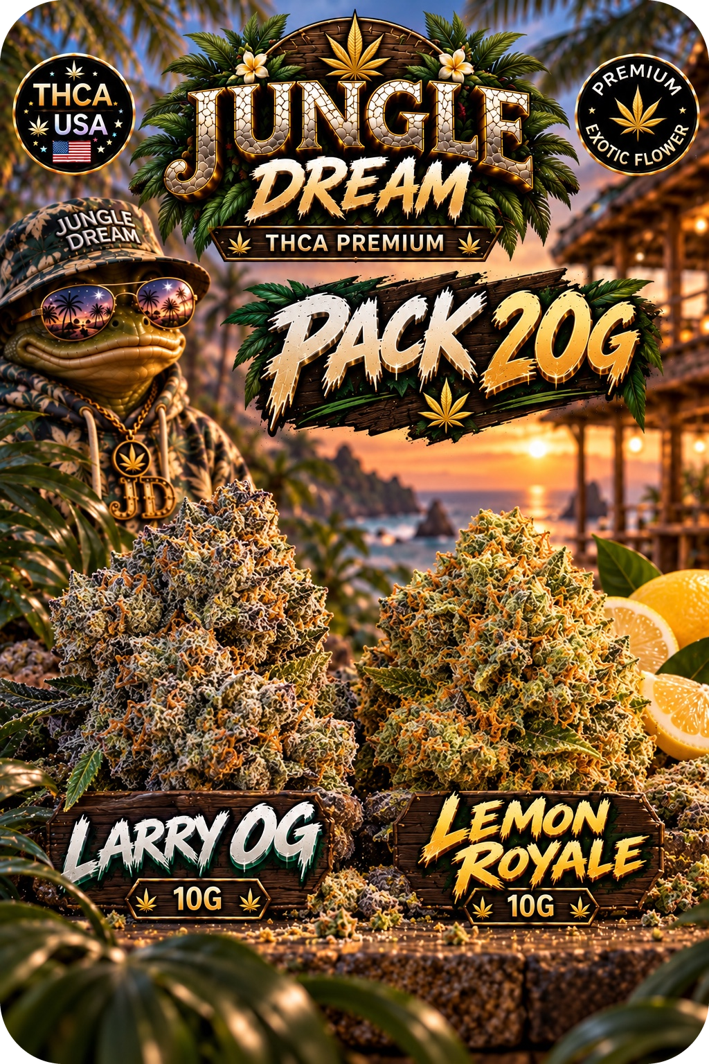 Pack 20G Fleurs THCA Premium AAAA+ – Larry OG / Lemon Royale