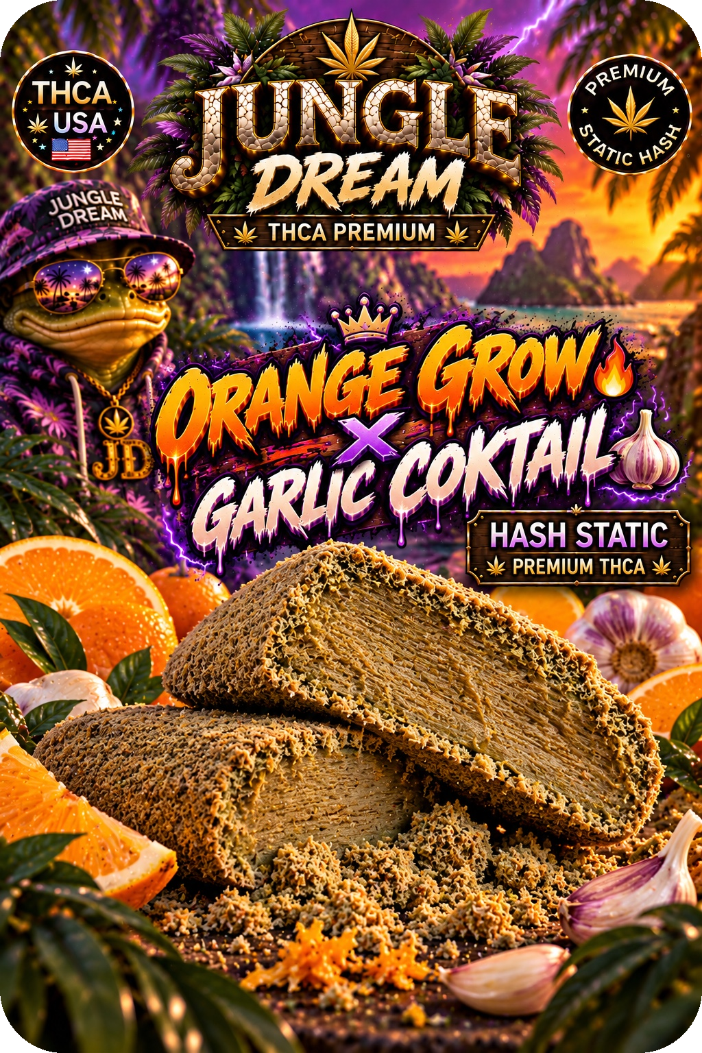 HASH STATIC THCA ORANGE GROW × GARLIC COCKTAIL