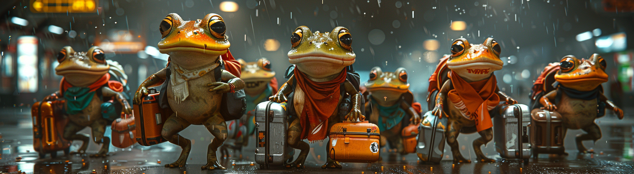 sultanam a group of stylish anthropomorphic frogs stepping off bc5038b7 3eae 4161 8b07 34ca5424e771