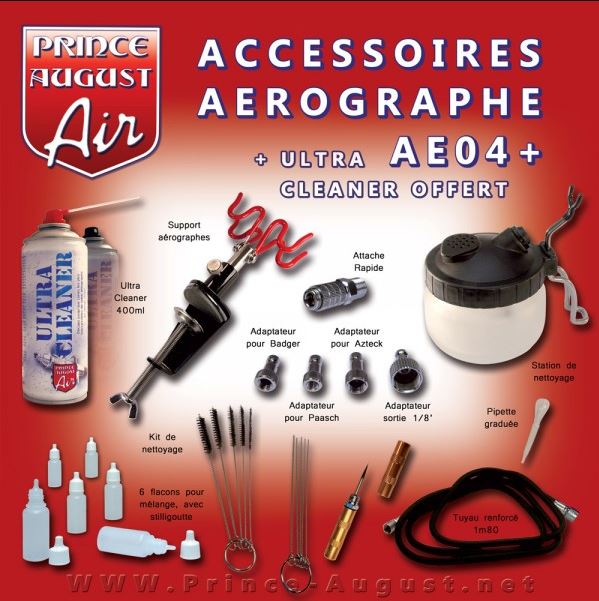 Prince August  AE05+ - Air Ultimate Aérographe HD Compresseur Peintures  Accessoires + UC01