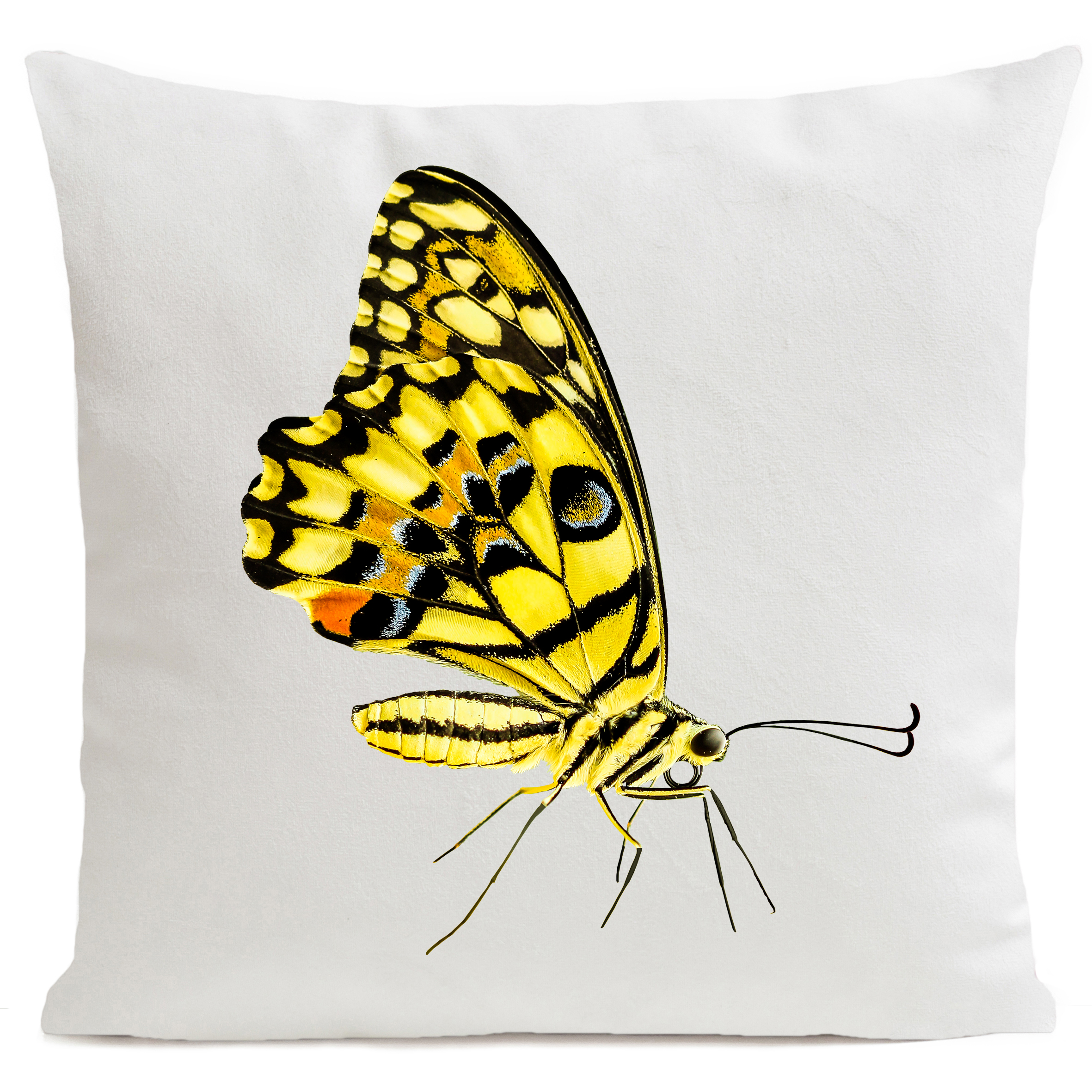 Coussin Yellow Butterfly Blanc