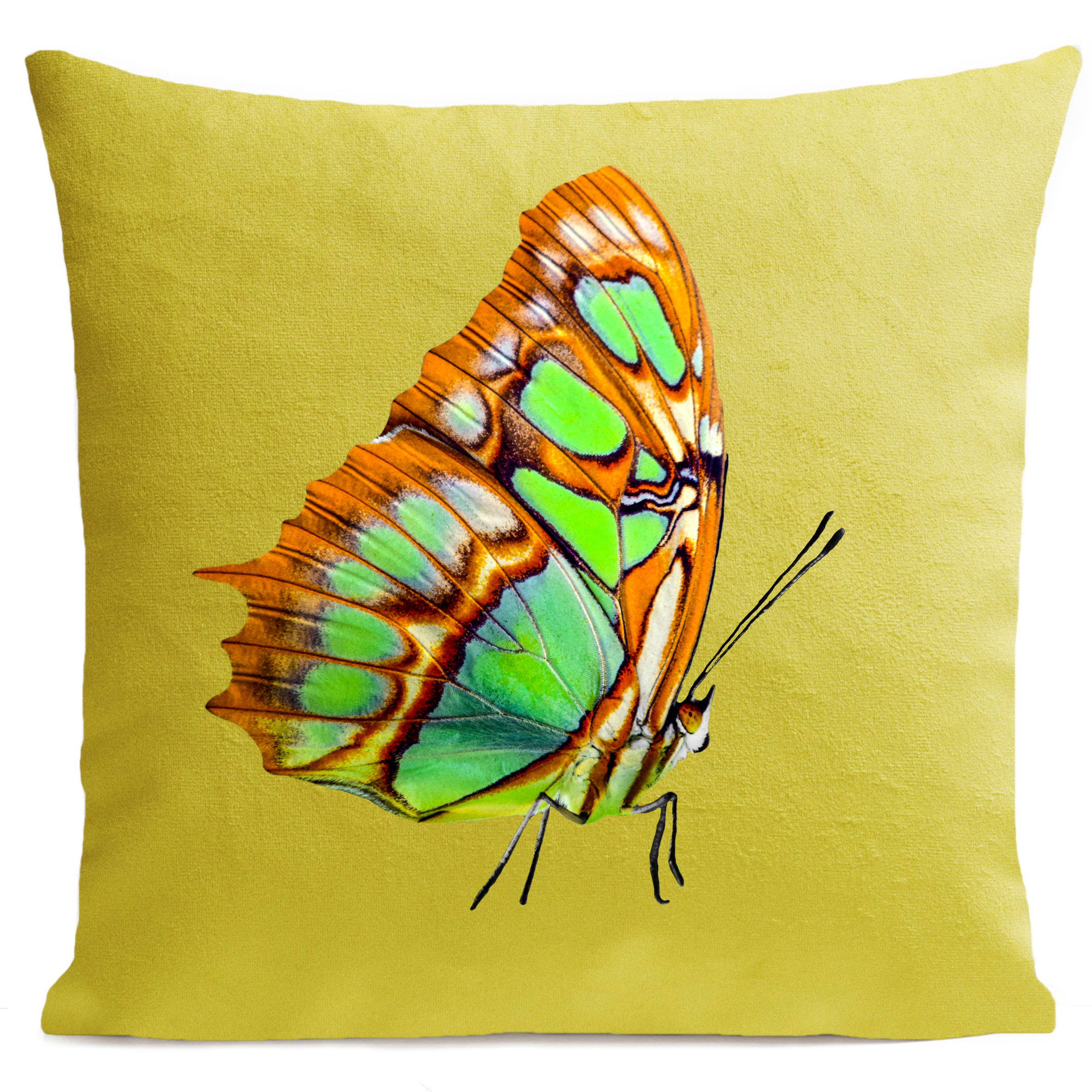 coussin-orange-butterfly-jaune-vif