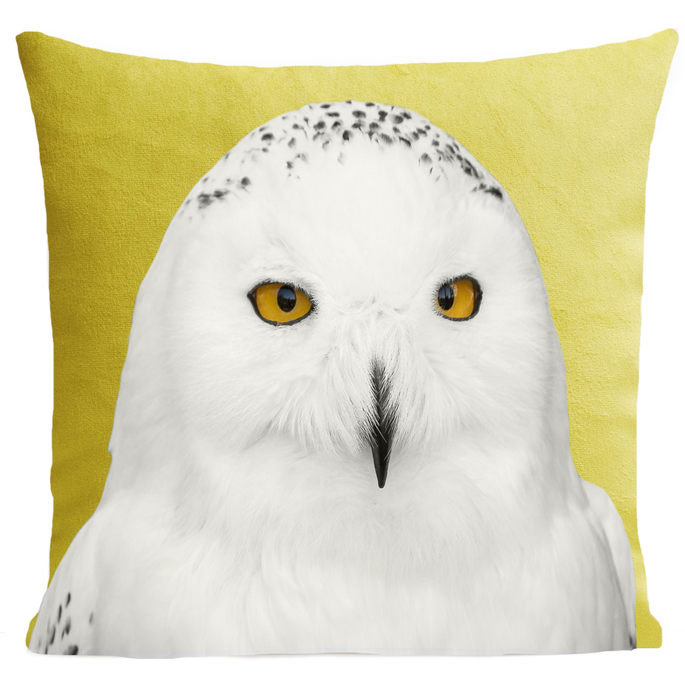 coussin-snowy-owl-jaune-vif