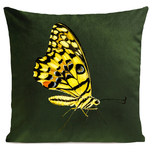 Coussin Yellow Butterfly Vert bouteille