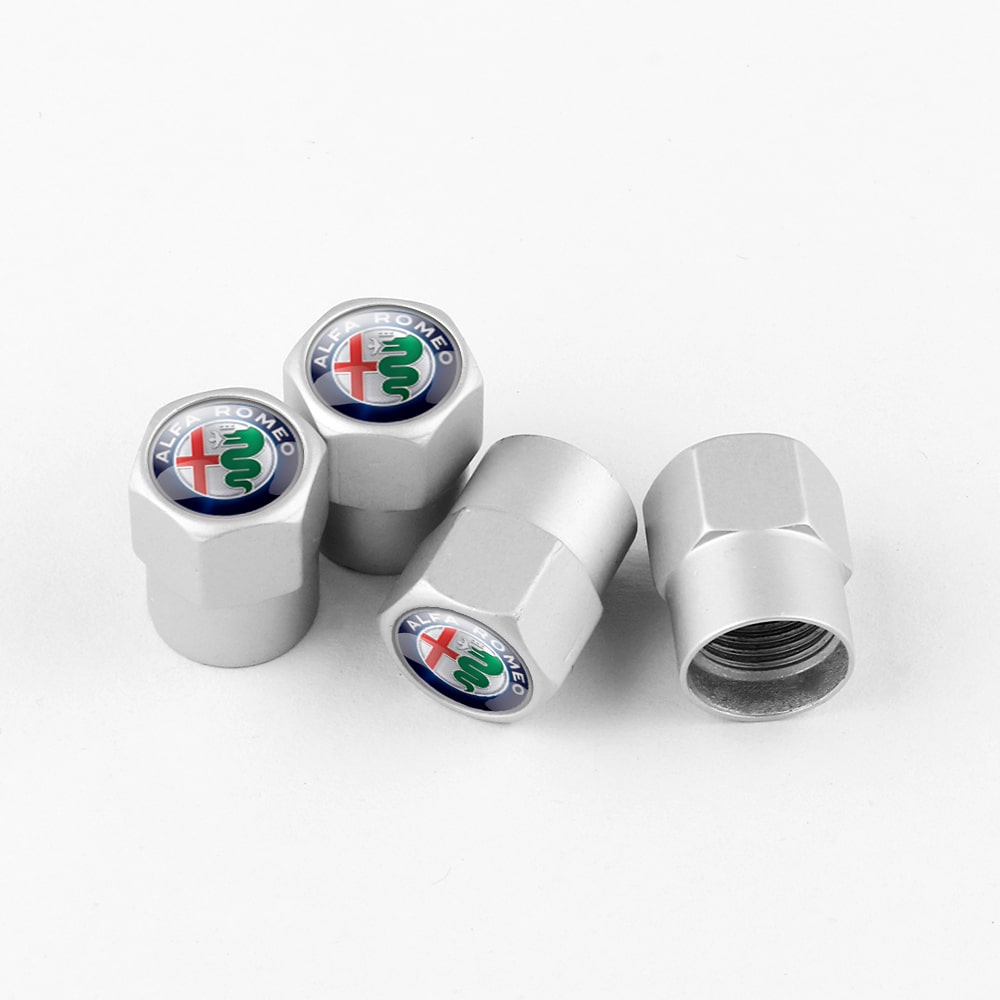 TAPÓNES DE VÁLVULA PLATEADOS PARA ALFA ROMEO