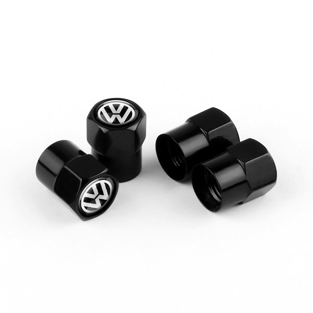 Juego de 4 tapones de válvula negros Volkswagen